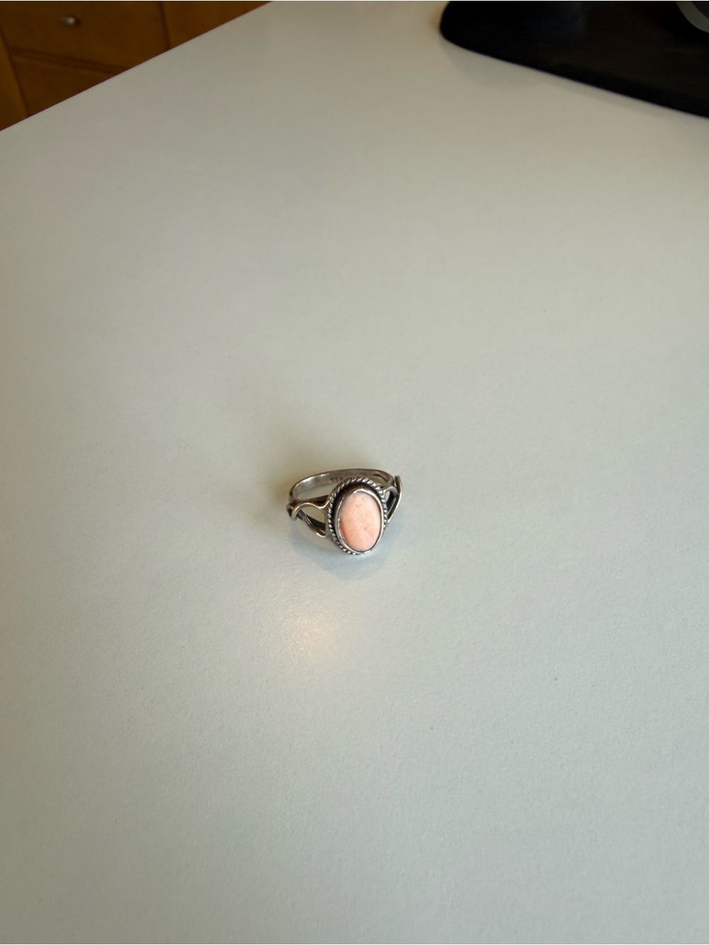 Sterling Silver Pink Coral Oval Ring